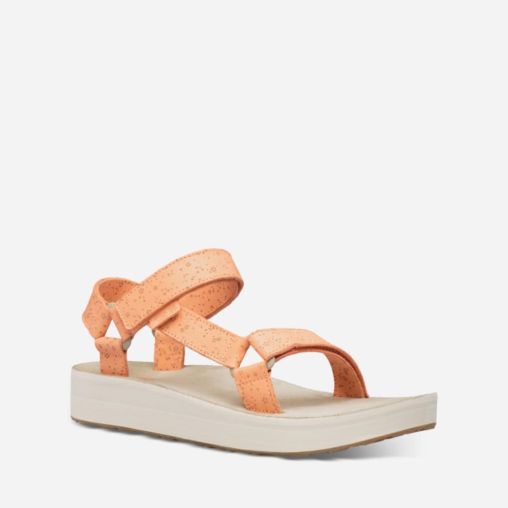 Teva Midform Universal Star - Women's Teva Sandals - Beige / Orange | India (OZAJ87536)